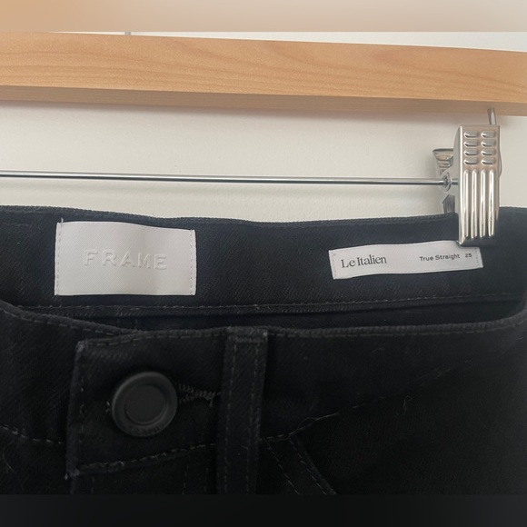 NWOT Frame Denim Le Italien True Straight Jeans in Black, Size 25 - Picture 4 of 6